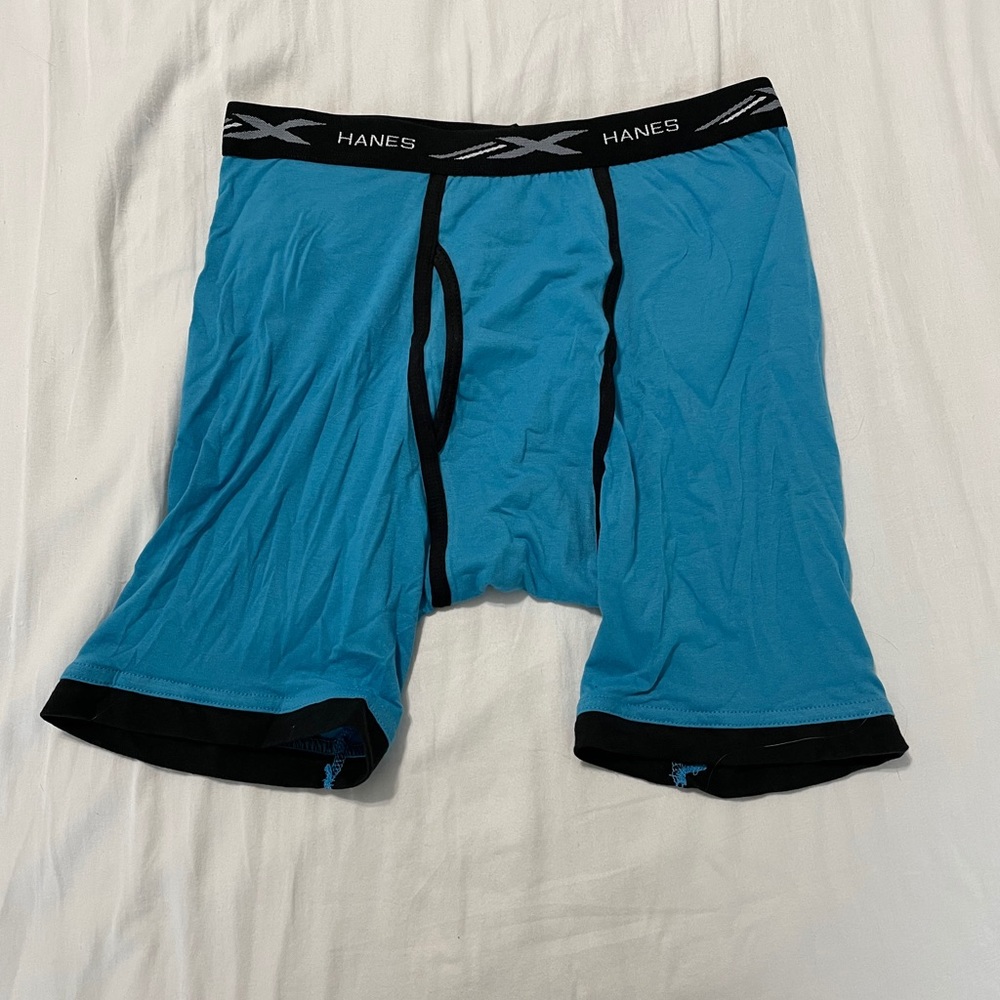 Hanes boxer briefs (light blue)